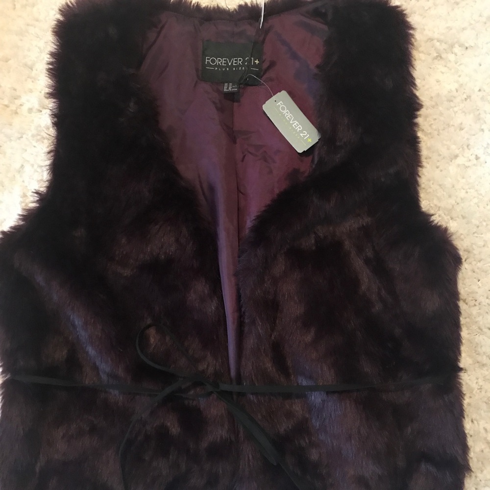 F21 Plum Fur Vest